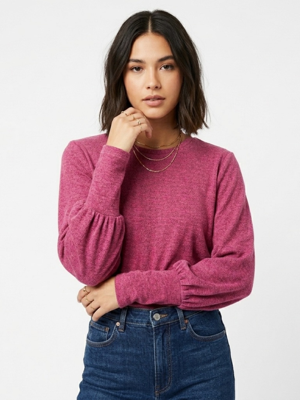 The‎ Fifth Label Women's Rose Pink Long-Sleeve Crewneck Top MD